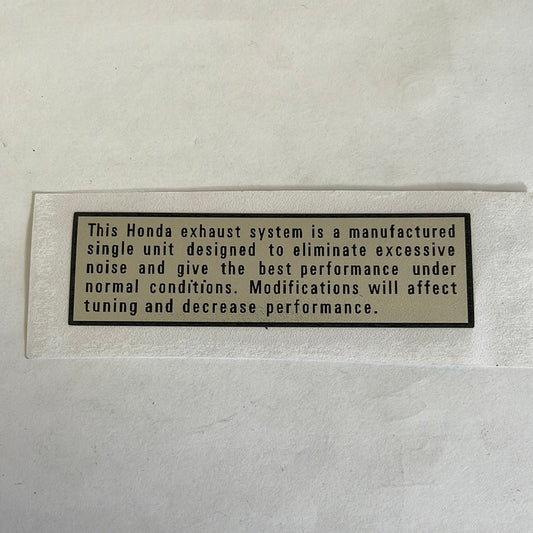 Honda XR75 Exhaust Warning Decal 1976